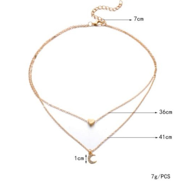 NEW double layer heart moon necklace - Picture 4 of 4